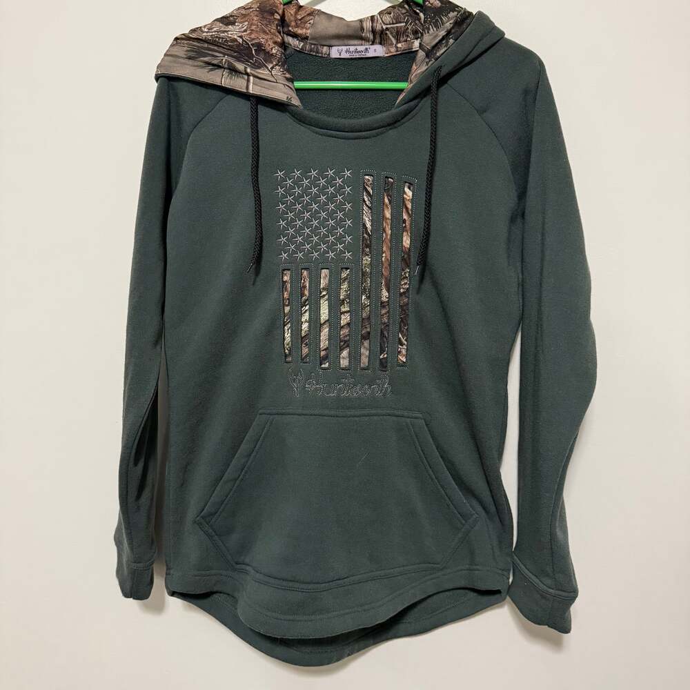 Huntworth Hoodie Size‎ Small Camo American Flag Sweatshirt Pullover